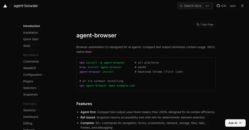 The agent-browser website