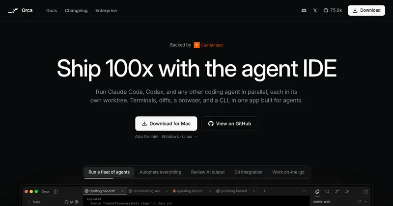 The Orca website