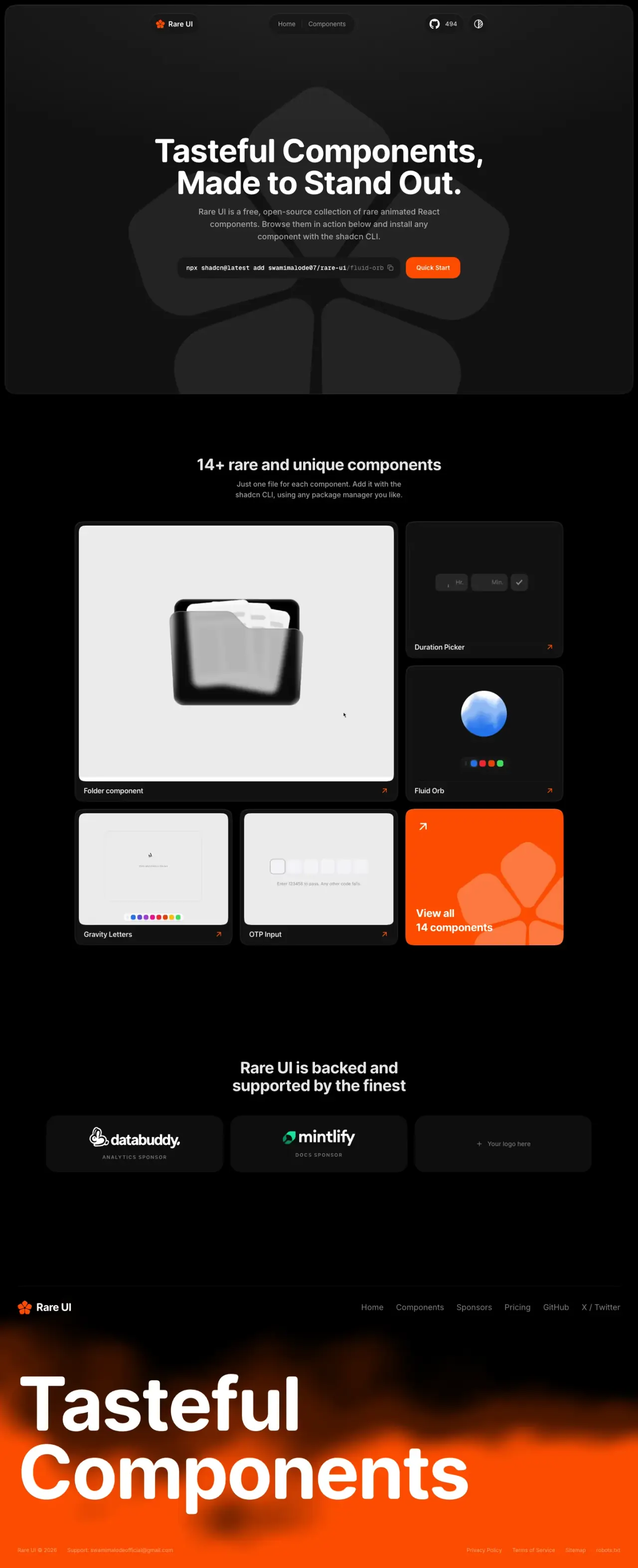 Full page of Rare UI